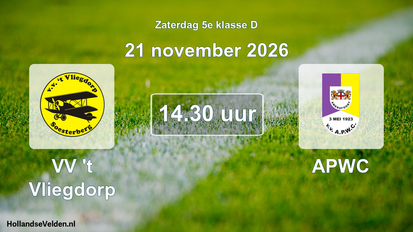 Geplande wedstrijd: VV 't Vliegdorp - APWC (21 november 2026)
