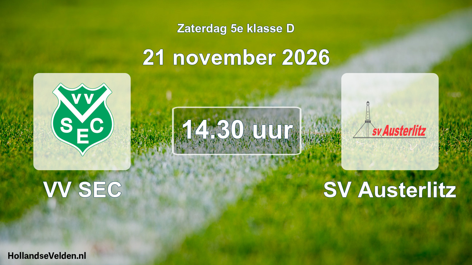 Geplande wedstrijd: VV SEC - SV Austerlitz (21 november 2026)