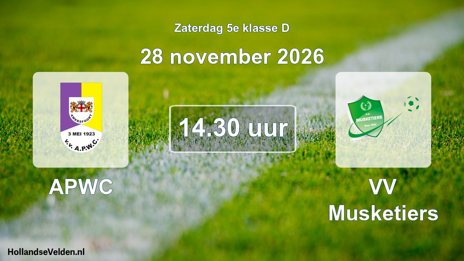 Geplande wedstrijd: APWC - VV Musketiers (28 november 2026)