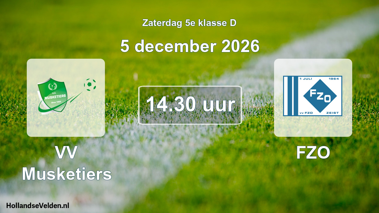 Geplande wedstrijd: VV Musketiers - FZO (5 december 2026)