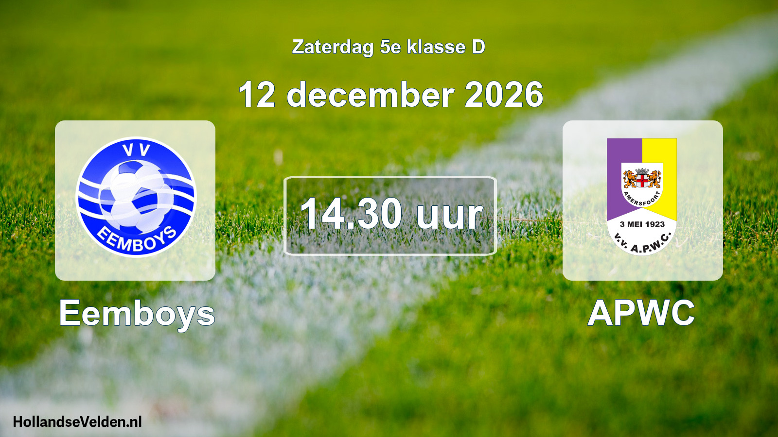Geplande wedstrijd: Eemboys - APWC (12 december 2026)
