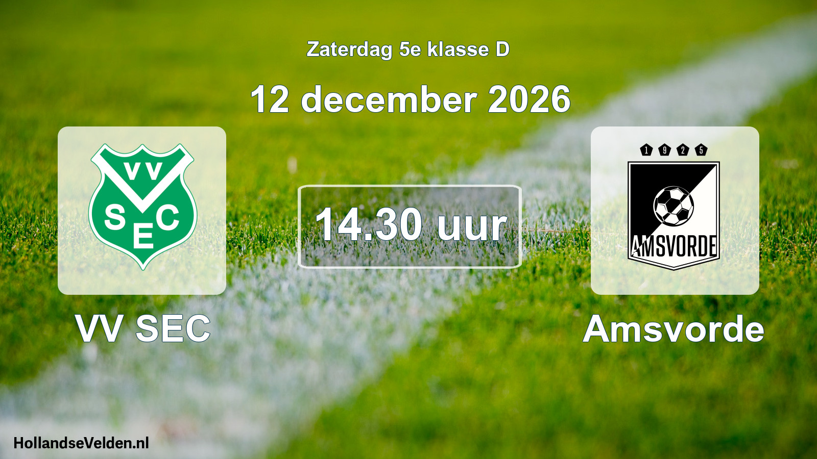Geplande wedstrijd: VV SEC - Amsvorde (12 december 2026)