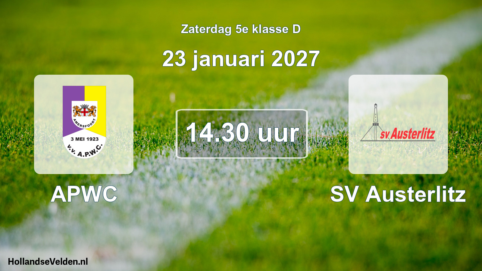 Geplande wedstrijd: APWC - SV Austerlitz (23 januari 2027)