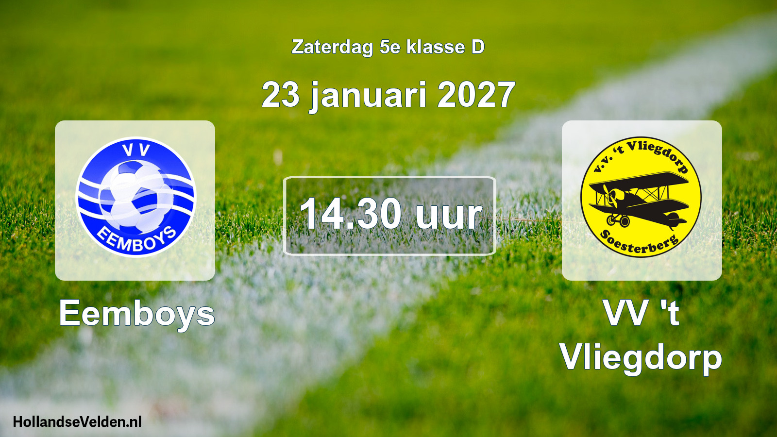 Geplande wedstrijd: Eemboys - VV 't Vliegdorp (23 januari 2027)