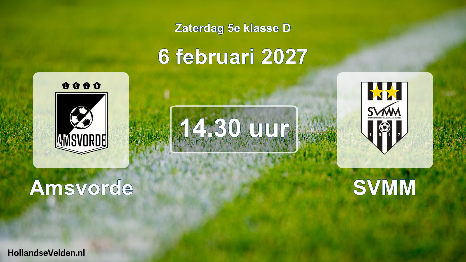 Geplande wedstrijd: Amsvorde - SVMM (6 februari 2027)