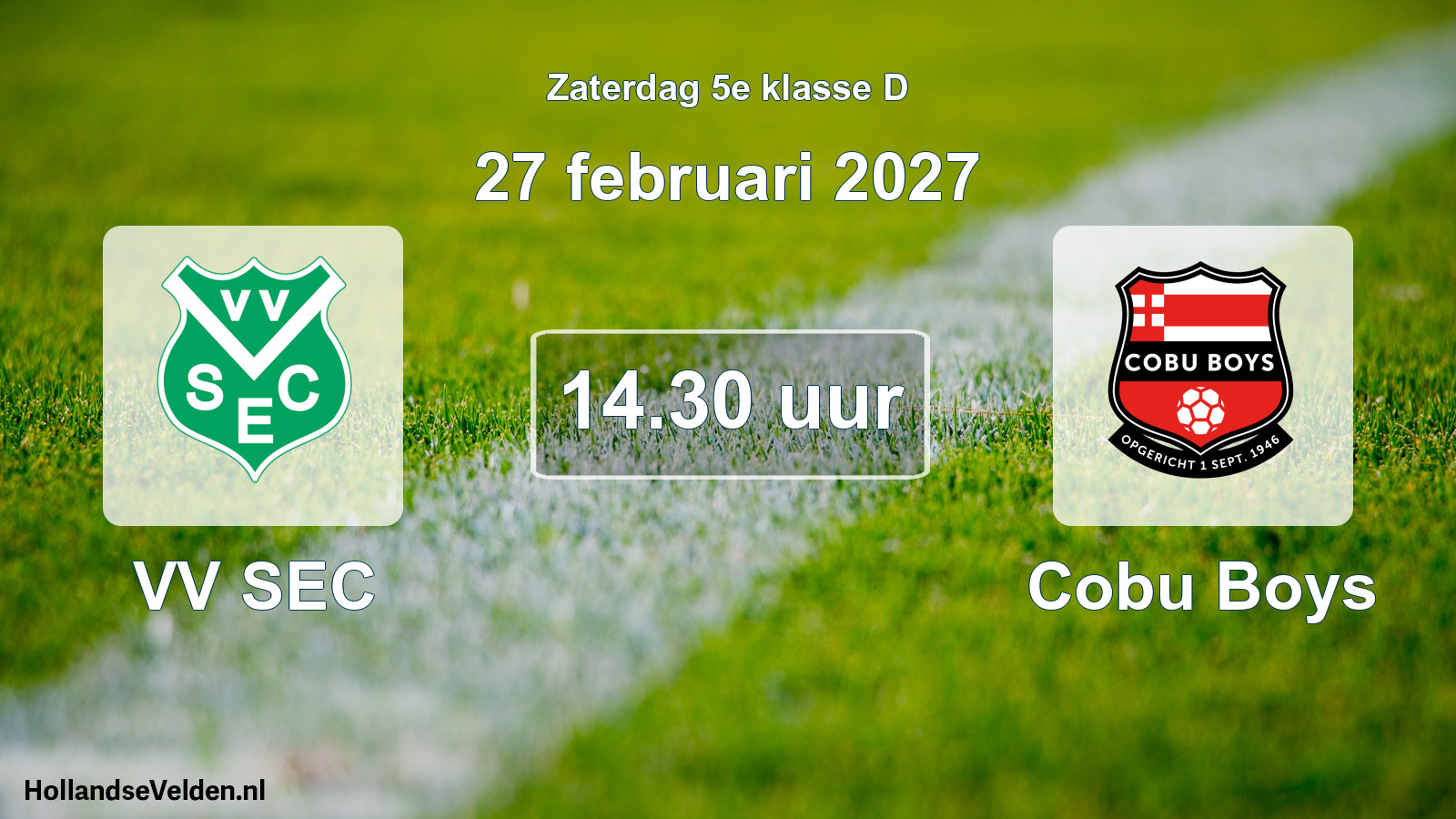 Geplande wedstrijd: VV SEC - Cobu Boys (27 februari 2027)
