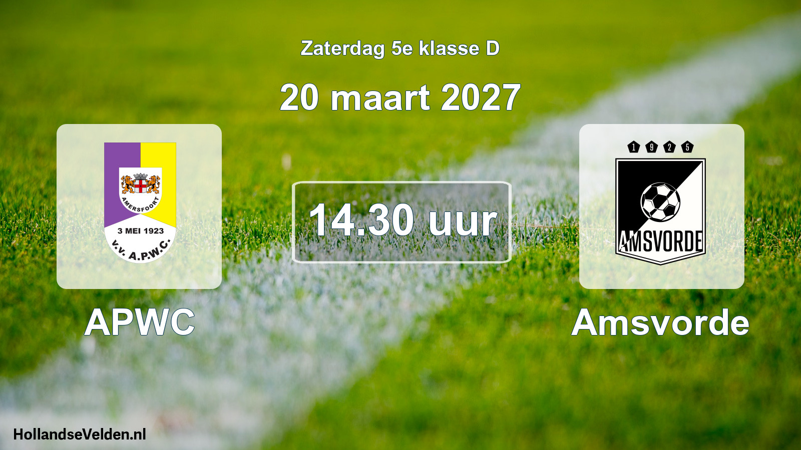 Geplande wedstrijd: APWC - Amsvorde (20 maart 2027)