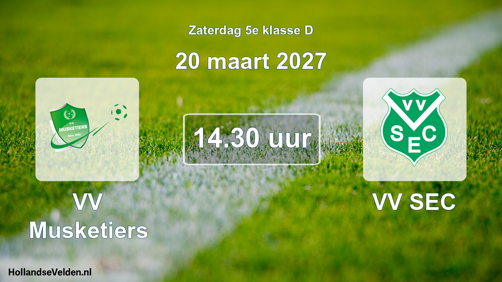 Geplande wedstrijd: VV Musketiers - VV SEC (20 maart 2027)