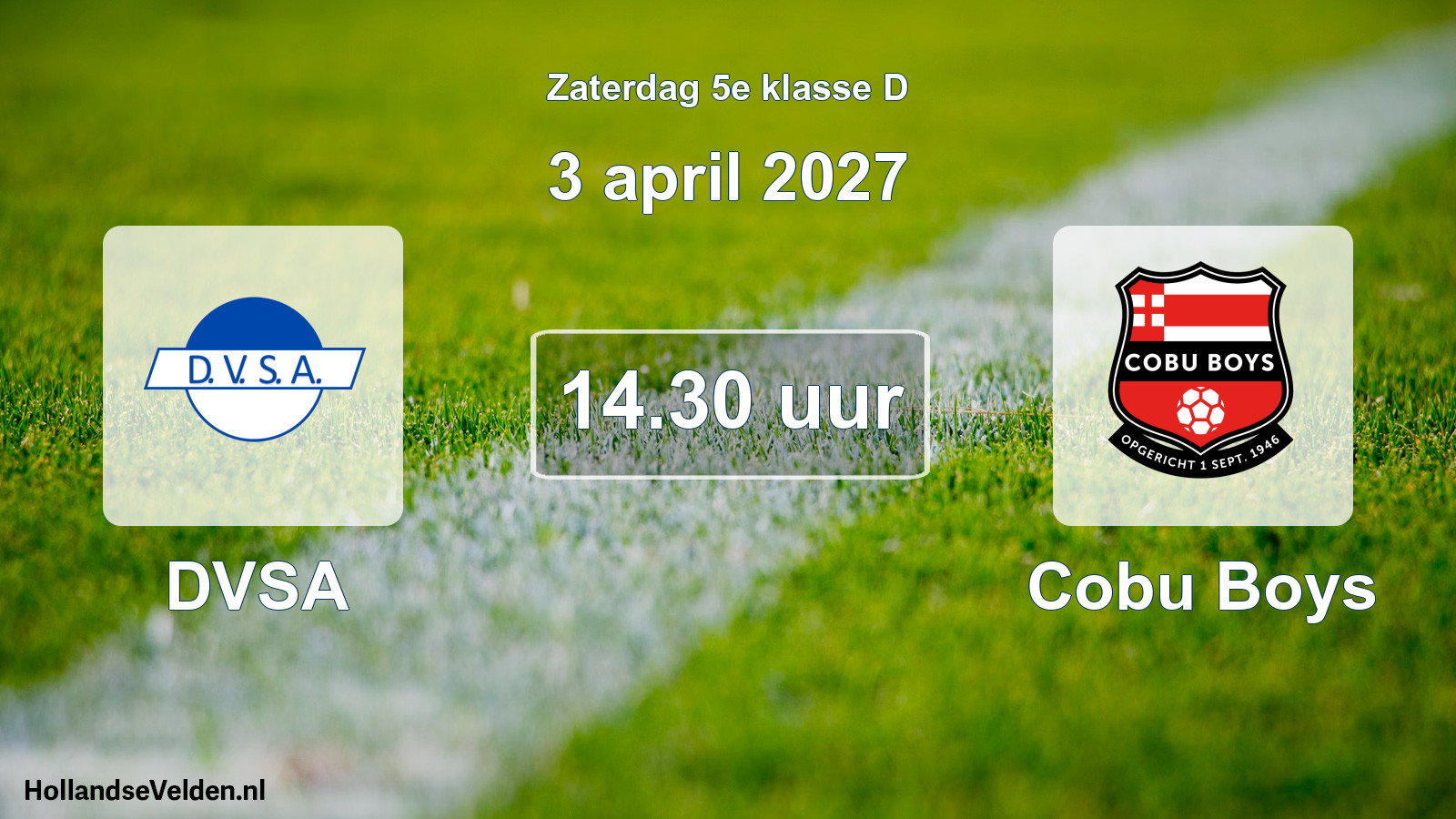 Geplande wedstrijd: DVSA - Cobu Boys (3 april 2027)