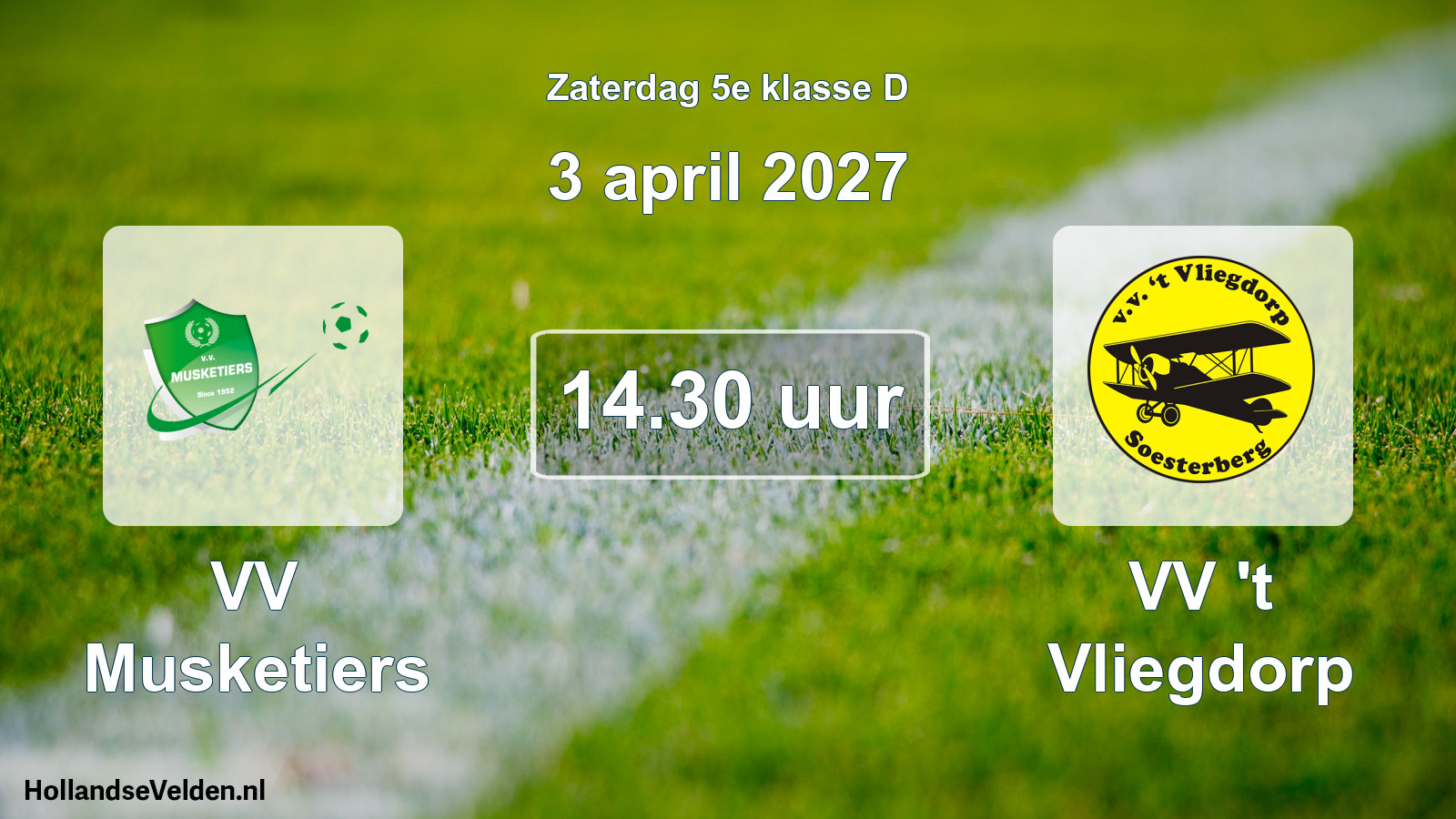 Geplande wedstrijd: VV Musketiers - VV 't Vliegdorp (3 april 2027)