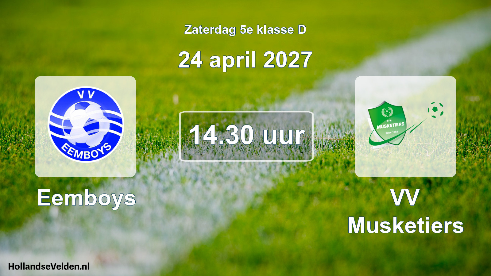 Geplande wedstrijd: Eemboys - VV Musketiers (24 april 2027)