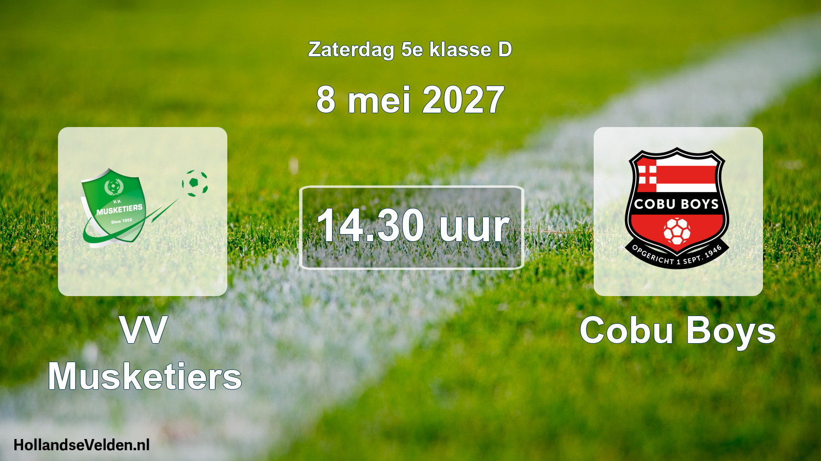 Geplande wedstrijd: VV Musketiers - Cobu Boys (8 mei 2027)