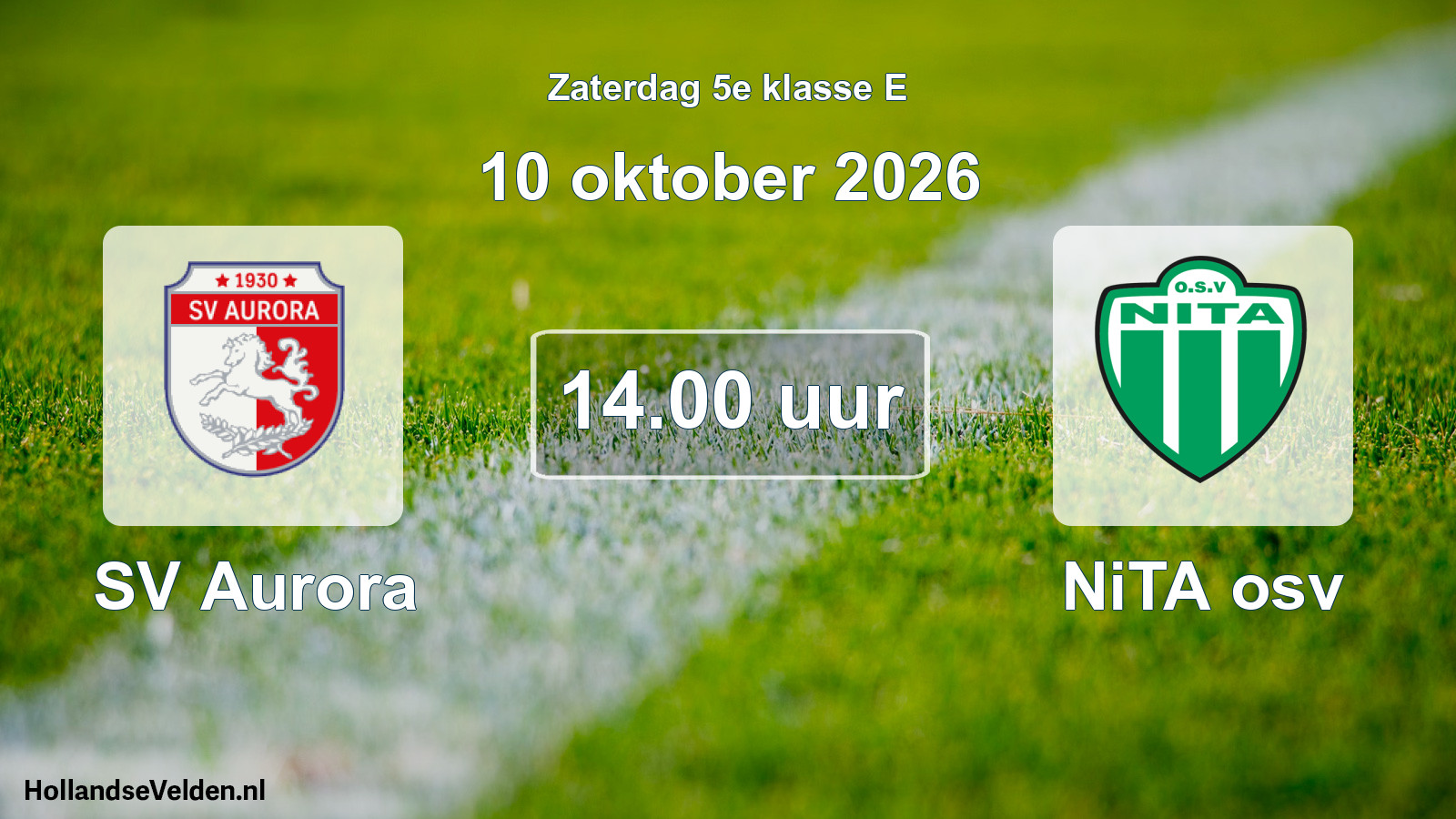 Geplande wedstrijd: SV Aurora - NiTA osv (10 oktober 2026)