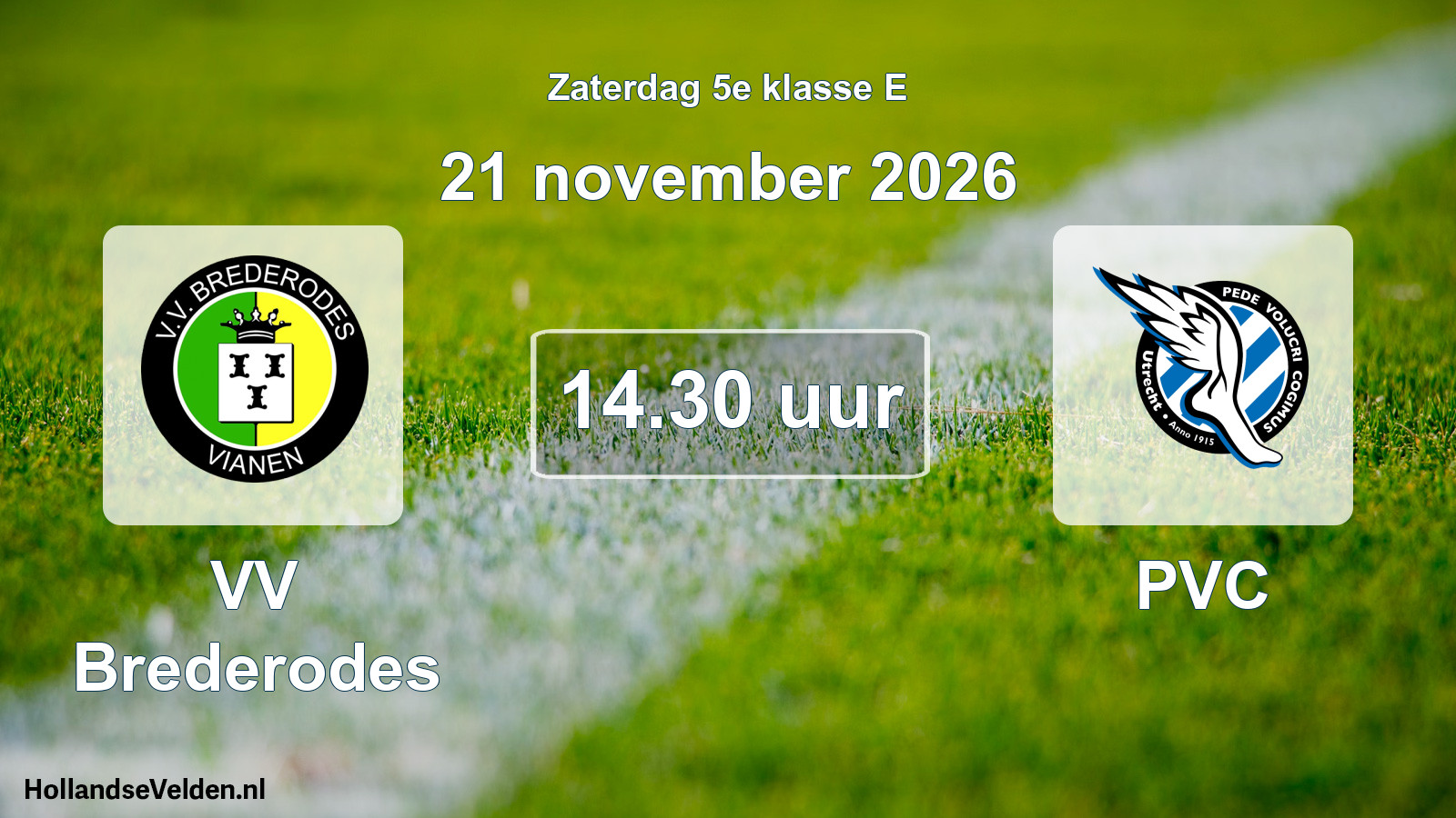 Geplande wedstrijd: VV Brederodes - PVC (21 november 2026)