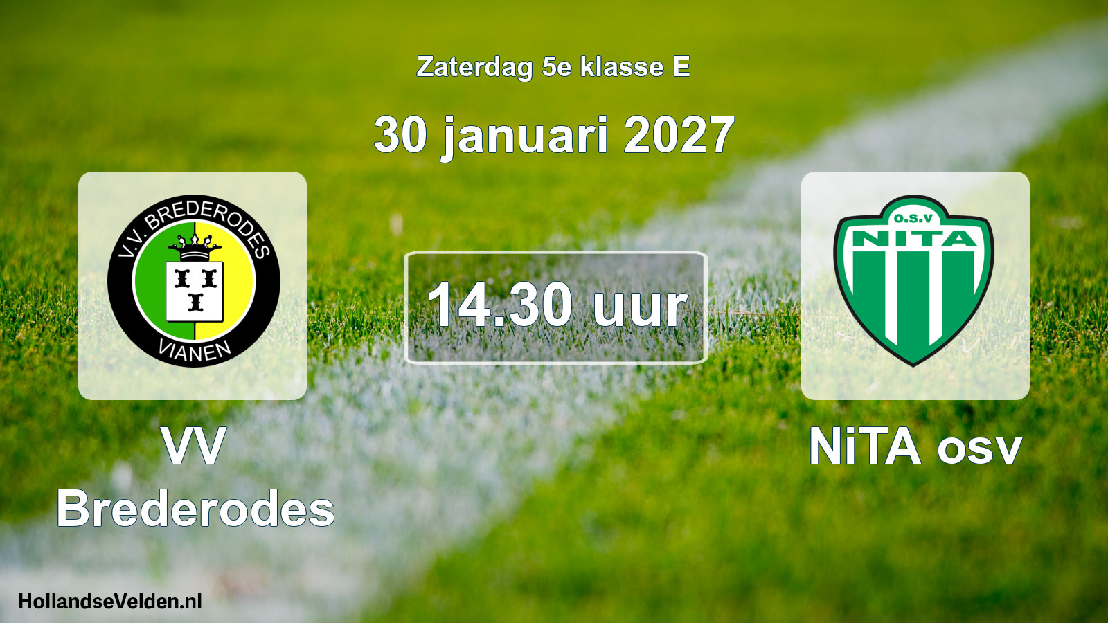 Geplande wedstrijd: VV Brederodes - NiTA osv (30 januari 2027)