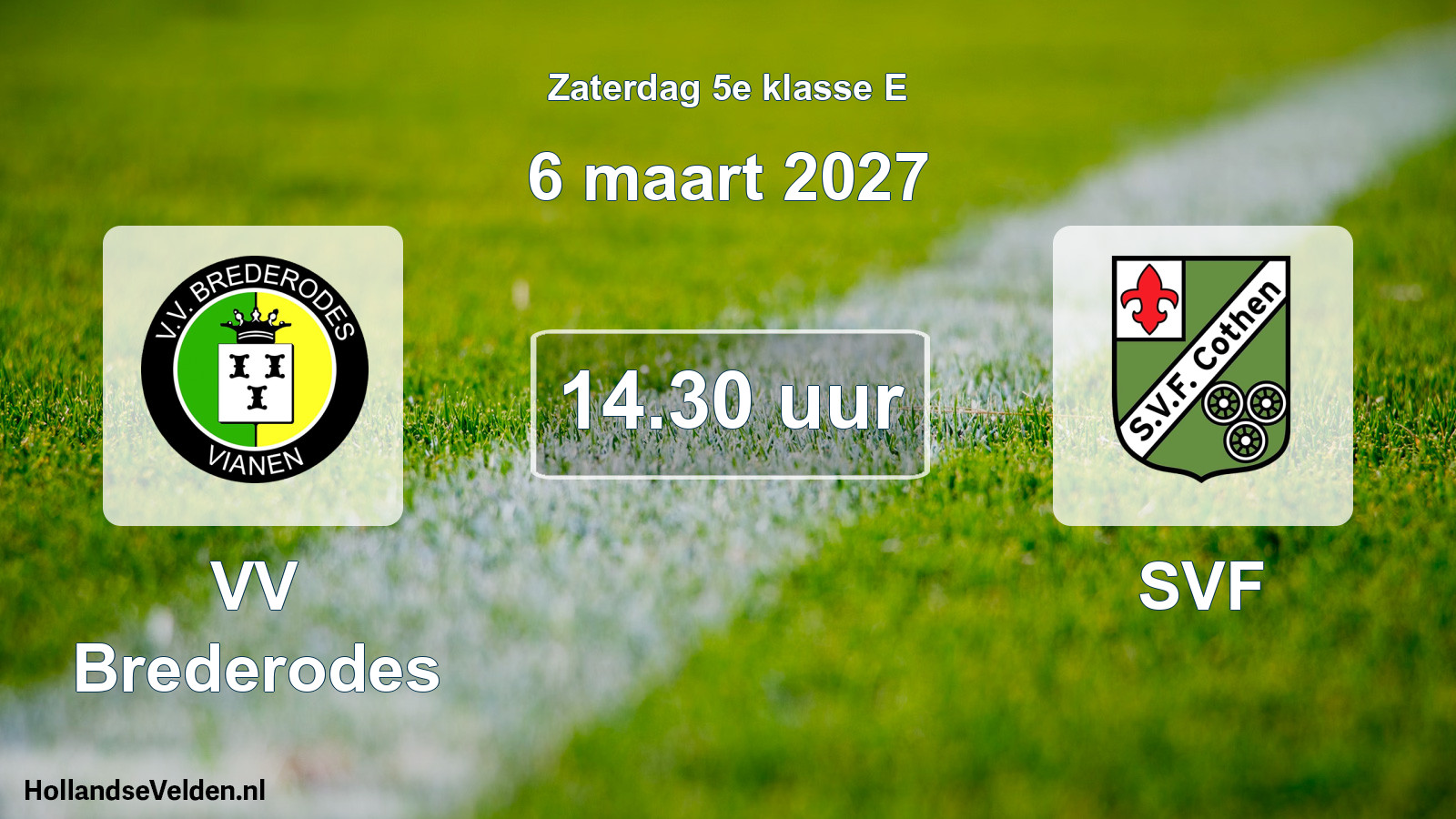 Geplande wedstrijd: VV Brederodes - SVF (6 maart 2027)