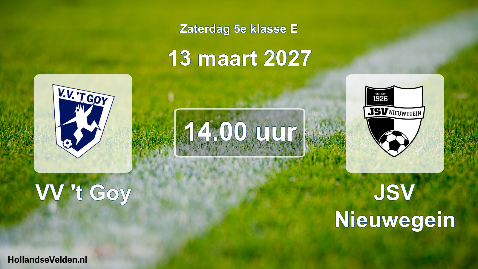 Geplande wedstrijd: VV 't Goy - JSV Nieuwegein (13 maart 2027)