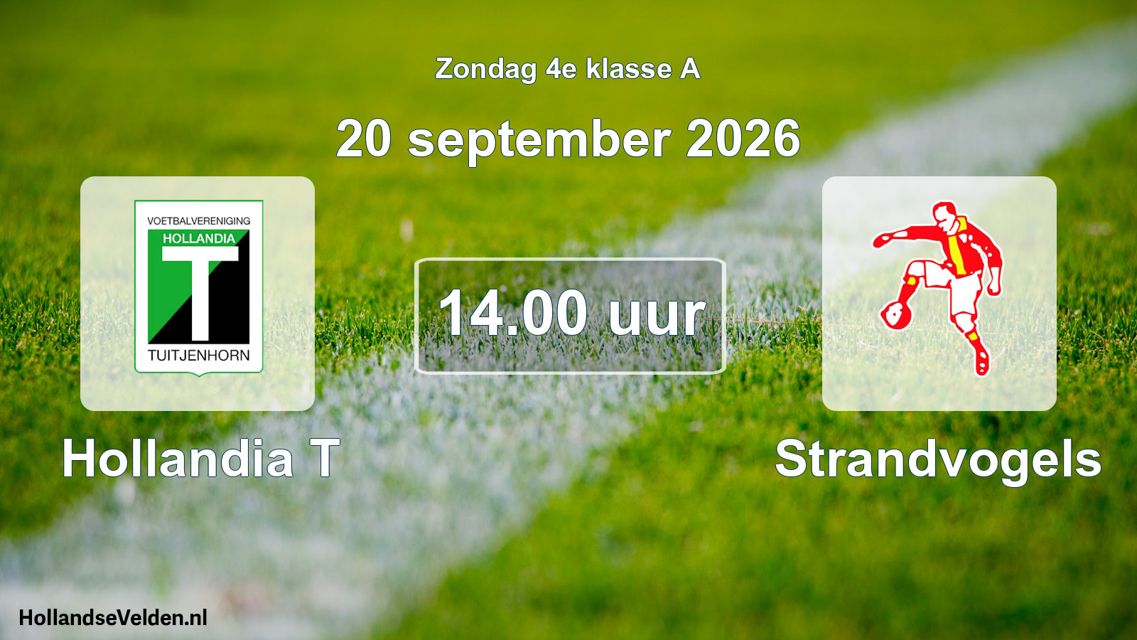 Scheduled Match: Hollandia T - Strandvogels (20 September 2026)