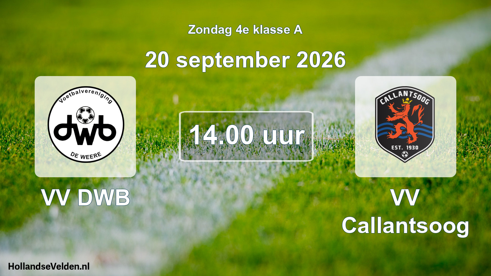 Geplande wedstrijd: VV DWB - VV Callantsoog (20 september 2026)