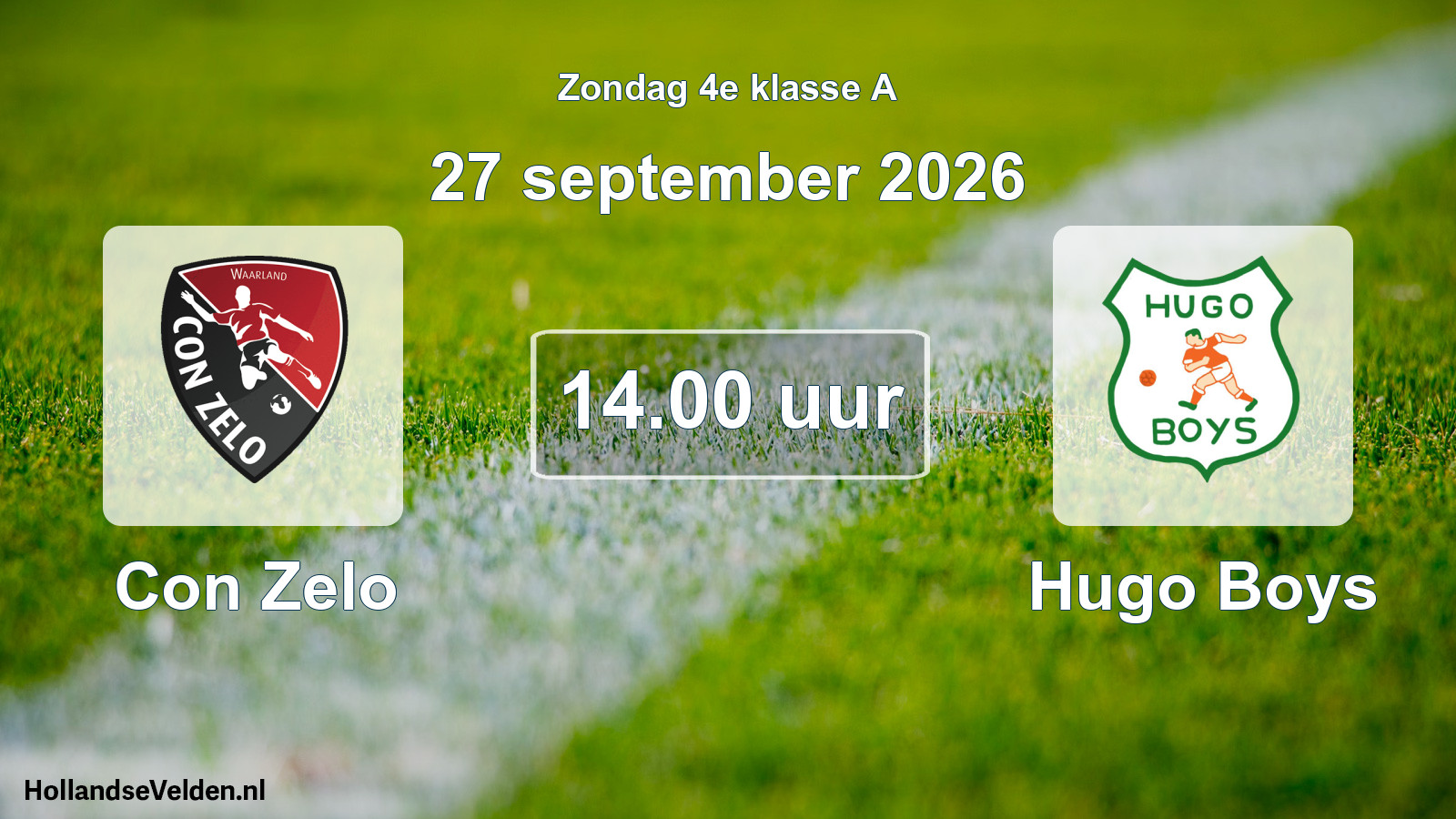 Geplande wedstrijd: Con Zelo - Hugo Boys (27 september 2026)