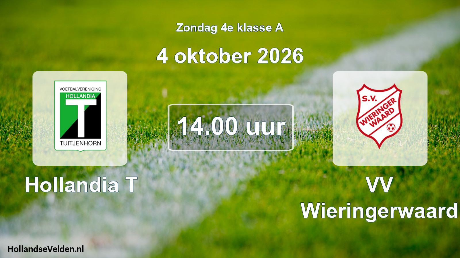 Geplande wedstrijd: Hollandia T - VV Wieringerwaard (4 oktober 2026)