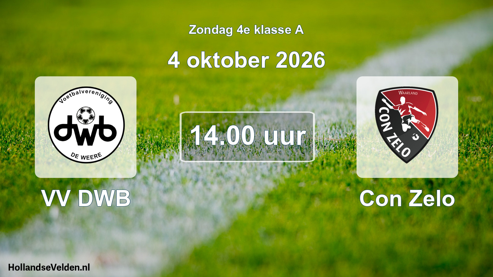 Geplande wedstrijd: VV DWB - Con Zelo (4 oktober 2026)
