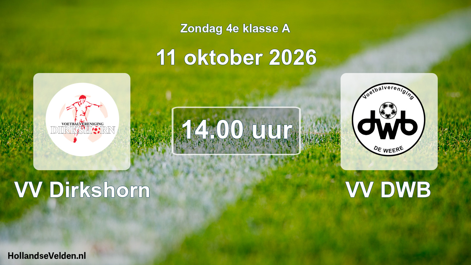 Geplande wedstrijd: VV Dirkshorn - VV DWB (11 oktober 2026)