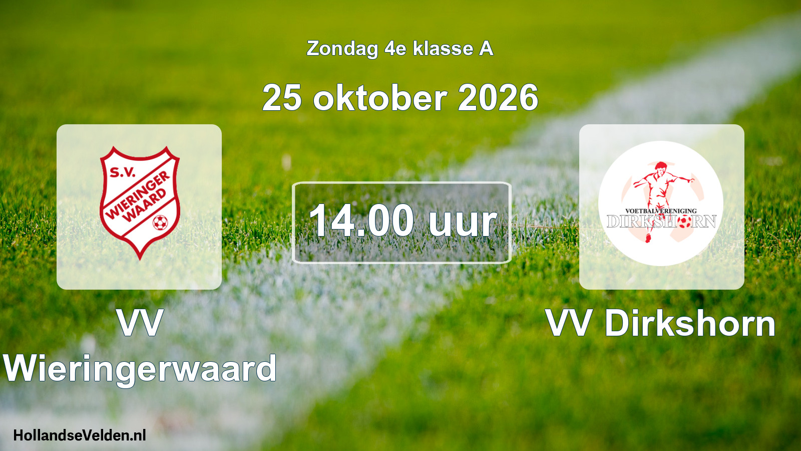 Geplande wedstrijd: VV Wieringerwaard - VV Dirkshorn (25 oktober 2026)
