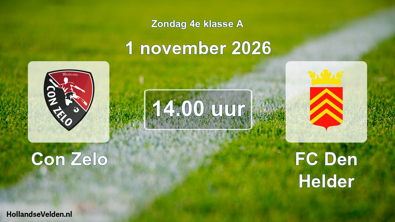Geplande wedstrijd: Con Zelo - FC Den Helder (1 november 2026)