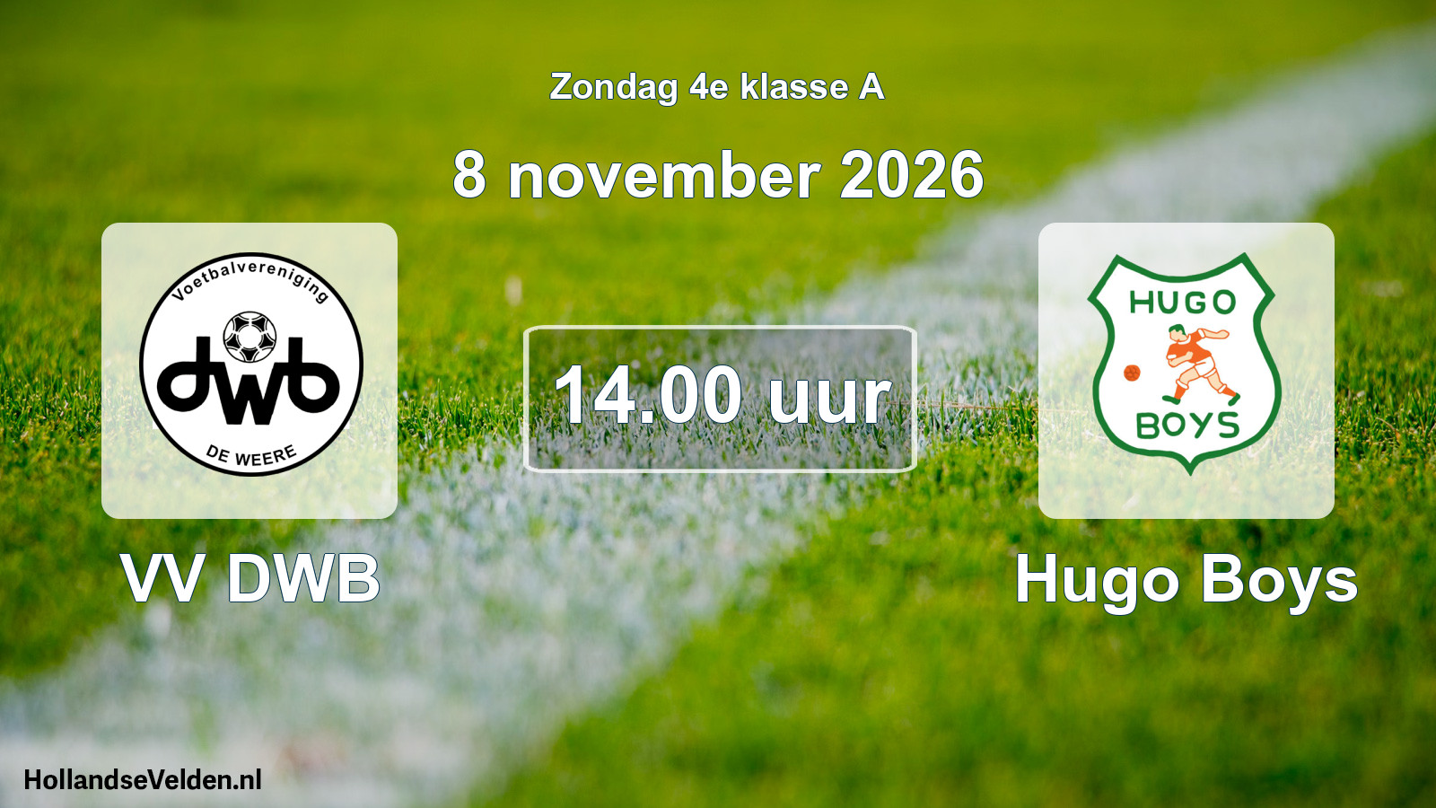 Geplande wedstrijd: VV DWB - Hugo Boys (8 november 2026)