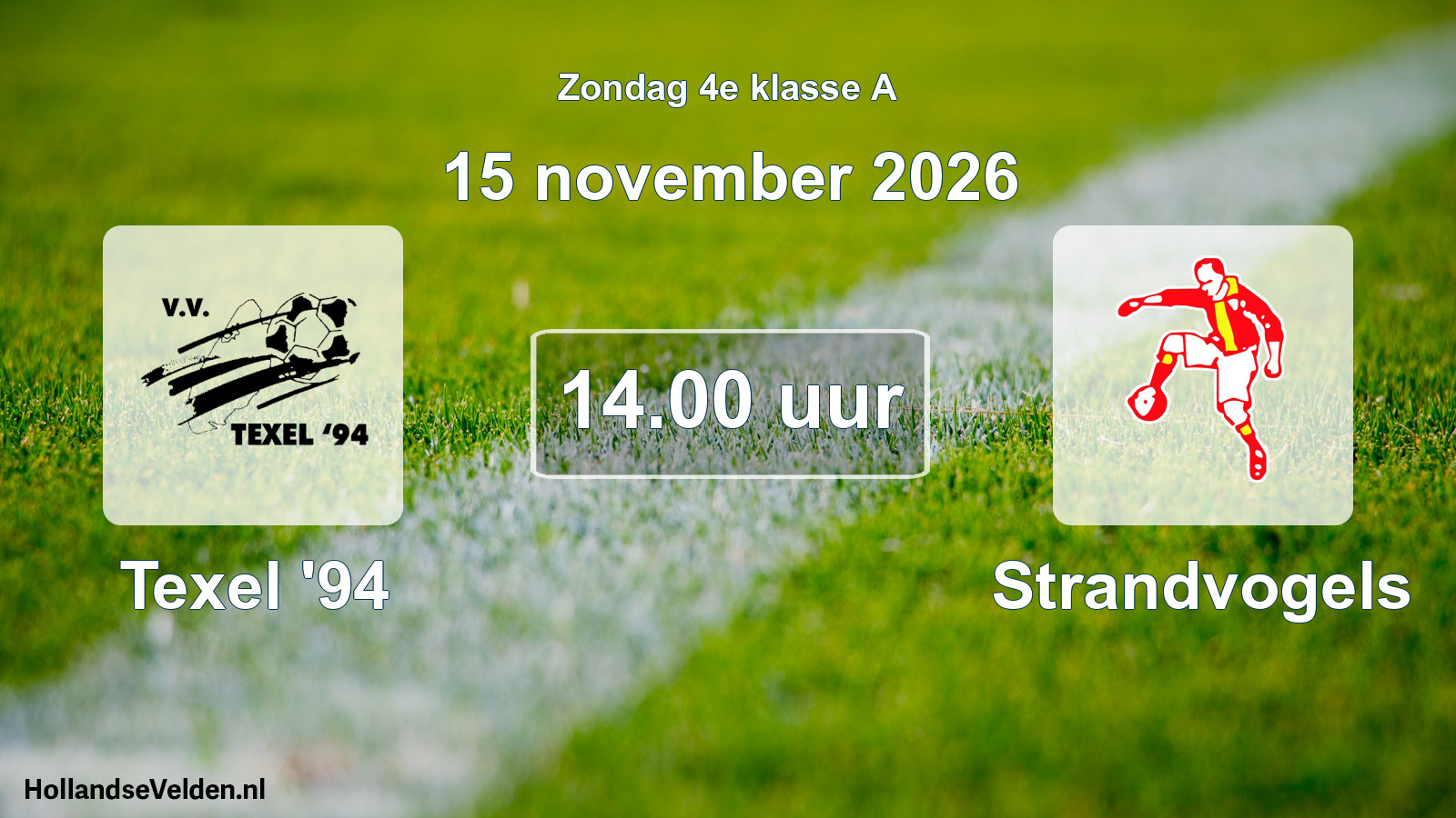 Geplande wedstrijd: Texel '94 - Strandvogels (15 november 2026)