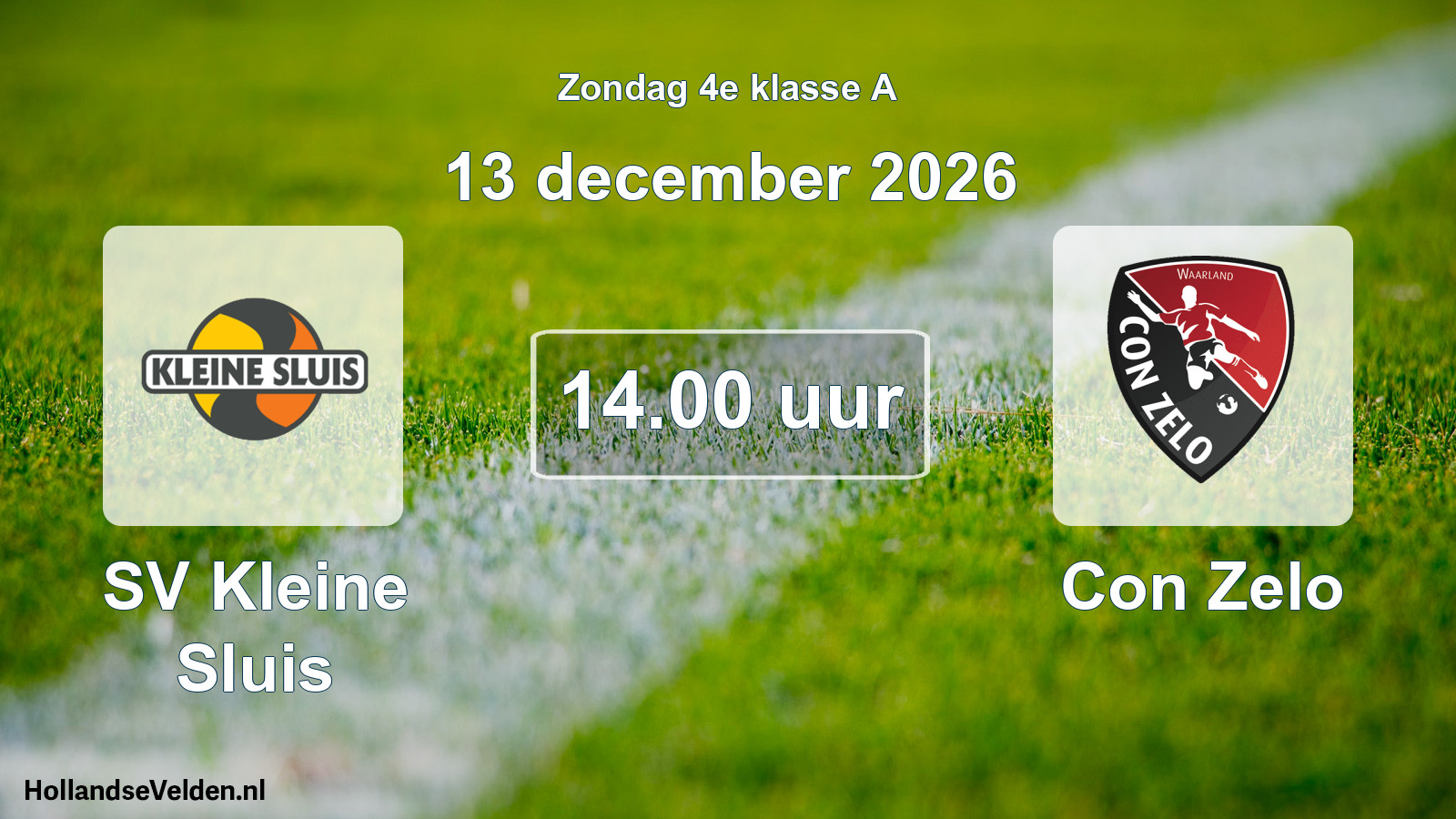 Geplande wedstrijd: SV Kleine Sluis - Con Zelo (13 december 2026)