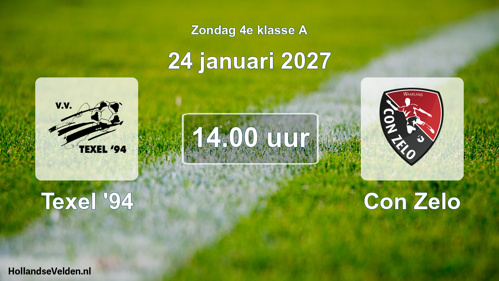 Geplande wedstrijd: Texel '94 - Con Zelo (24 januari 2027)