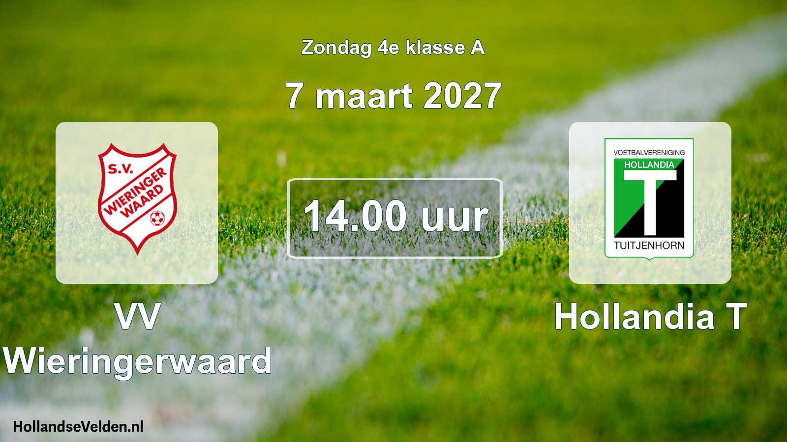 Geplande wedstrijd: VV Wieringerwaard - Hollandia T (7 maart 2027)