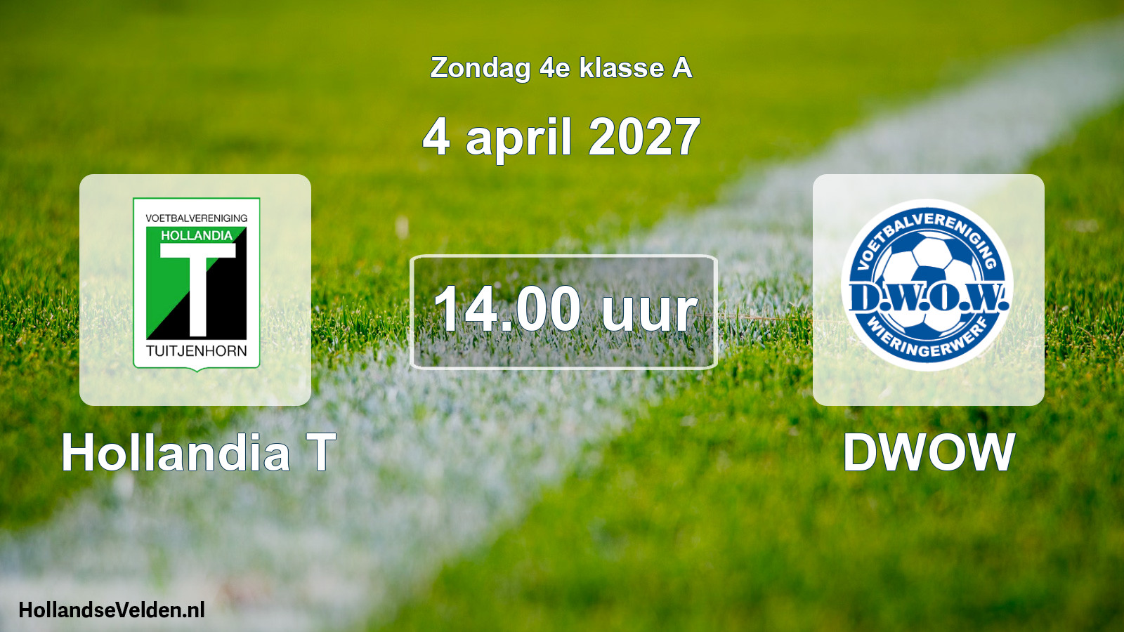 Geplande wedstrijd: Hollandia T - DWOW (4 april 2027)