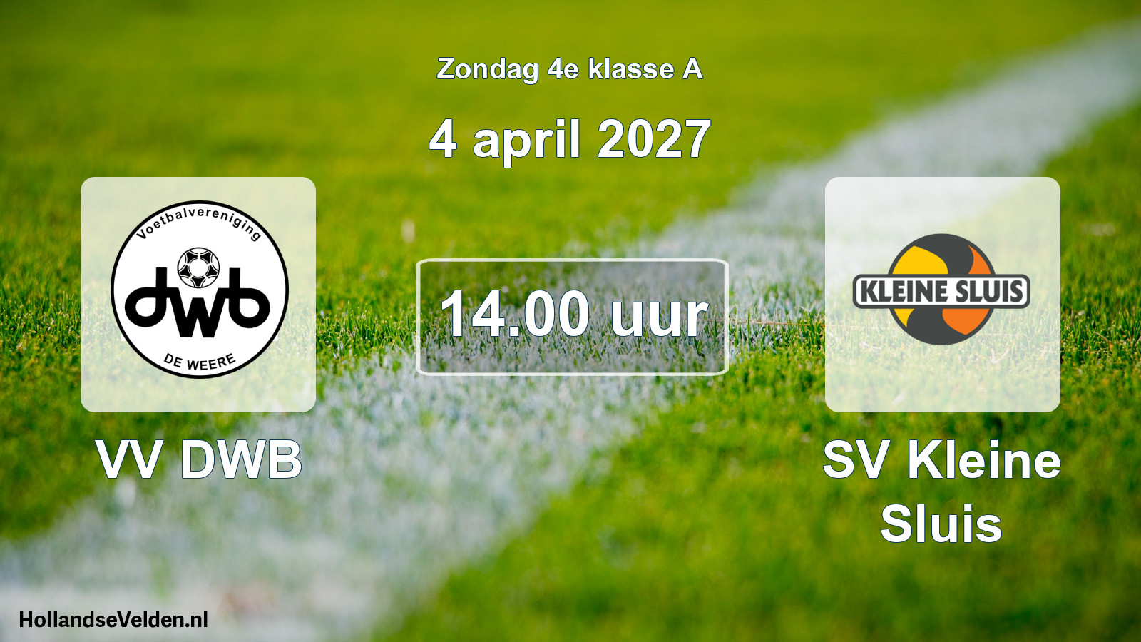 Geplande wedstrijd: VV DWB - SV Kleine Sluis (4 april 2027)