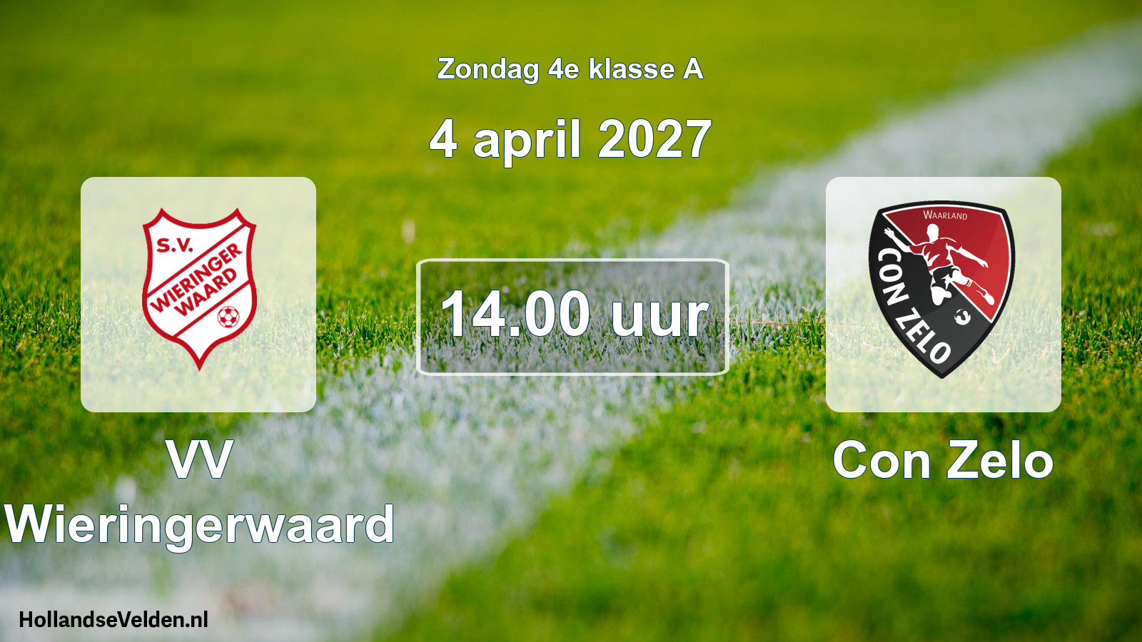 Geplande wedstrijd: VV Wieringerwaard - Con Zelo (4 april 2027)