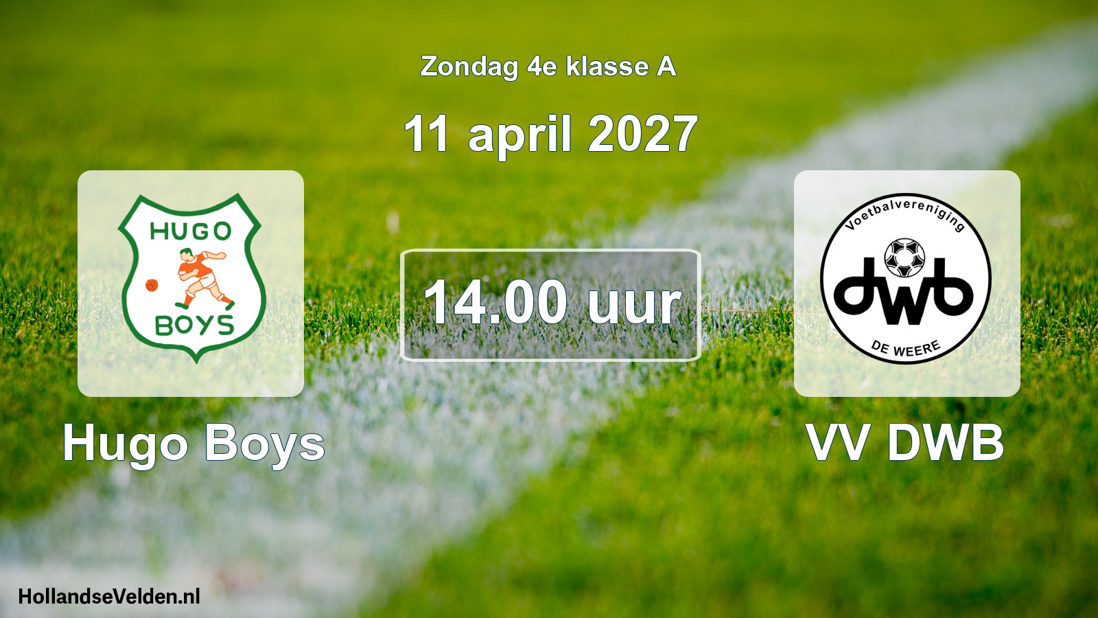 Geplande wedstrijd: Hugo Boys - VV DWB (11 april 2027)