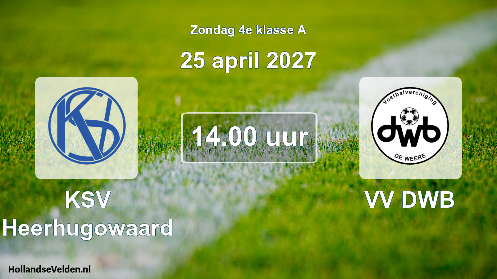 Geplande wedstrijd: KSV Heerhugowaard - VV DWB (25 april 2027)