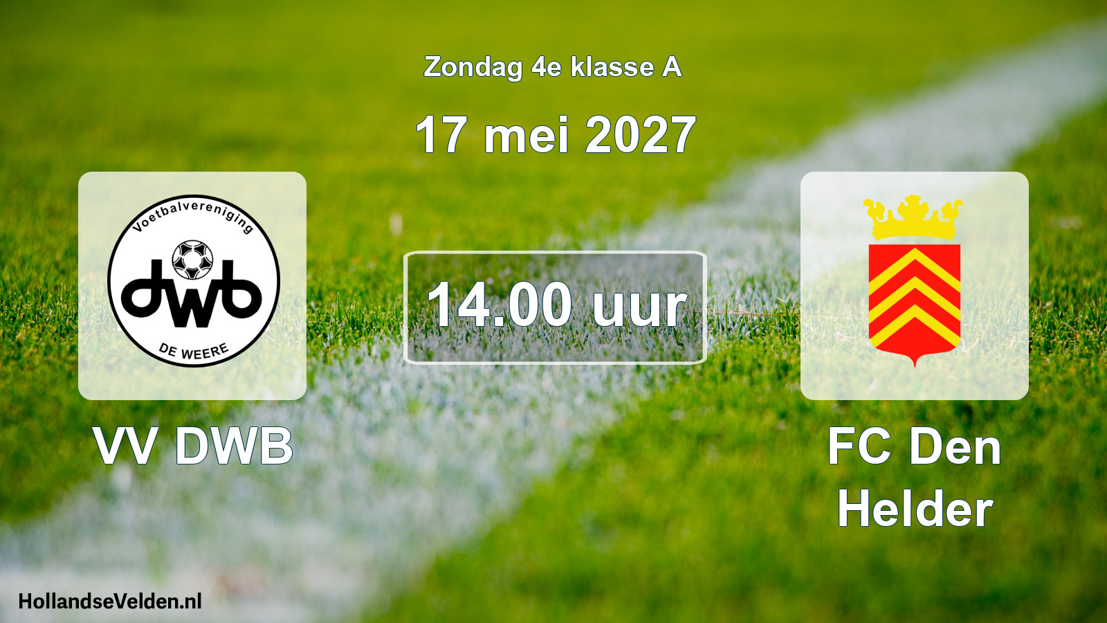 Geplande wedstrijd: VV DWB - FC Den Helder (17 mei 2027)