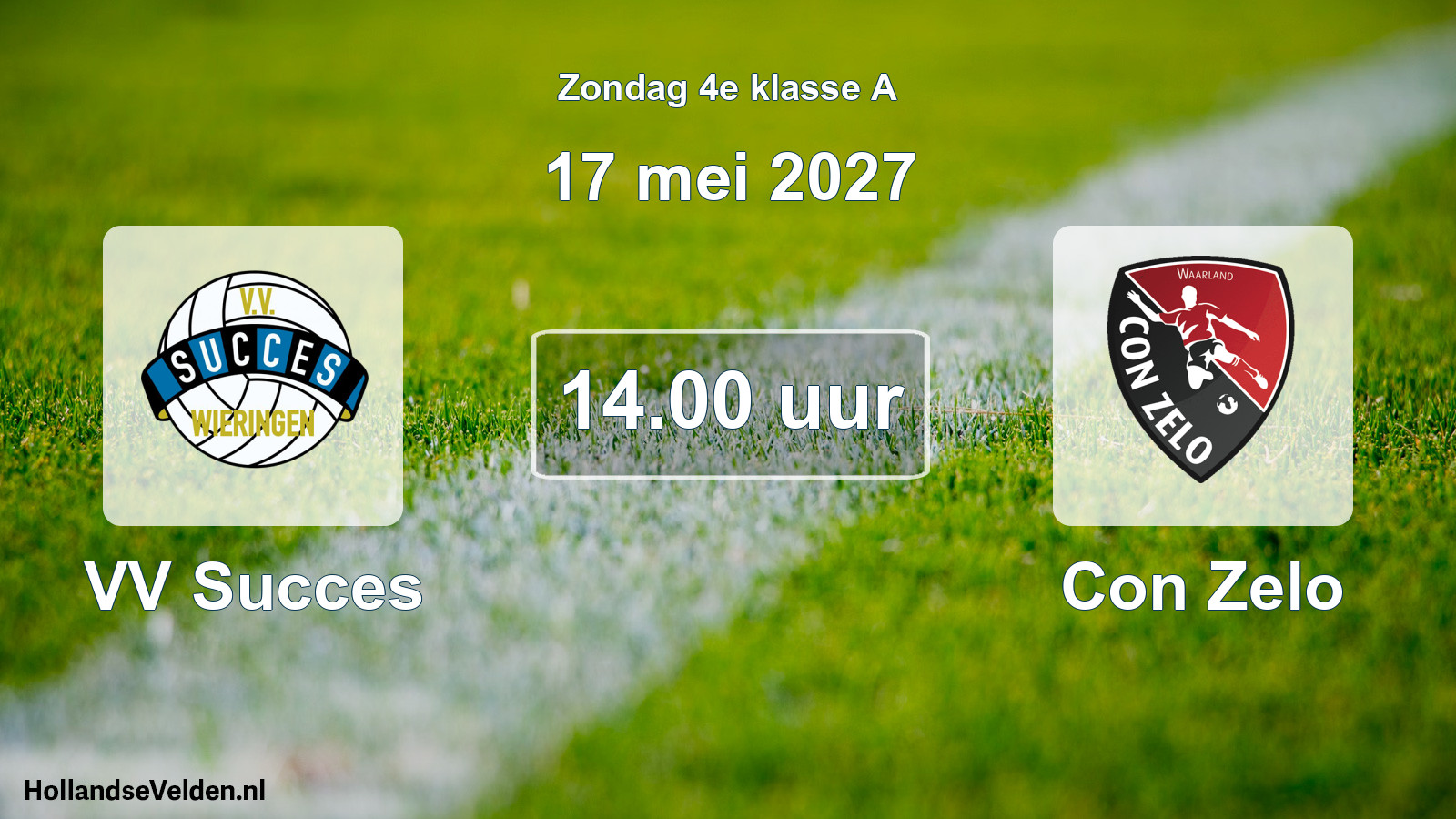 Geplande wedstrijd: VV Succes - Con Zelo (17 mei 2027)