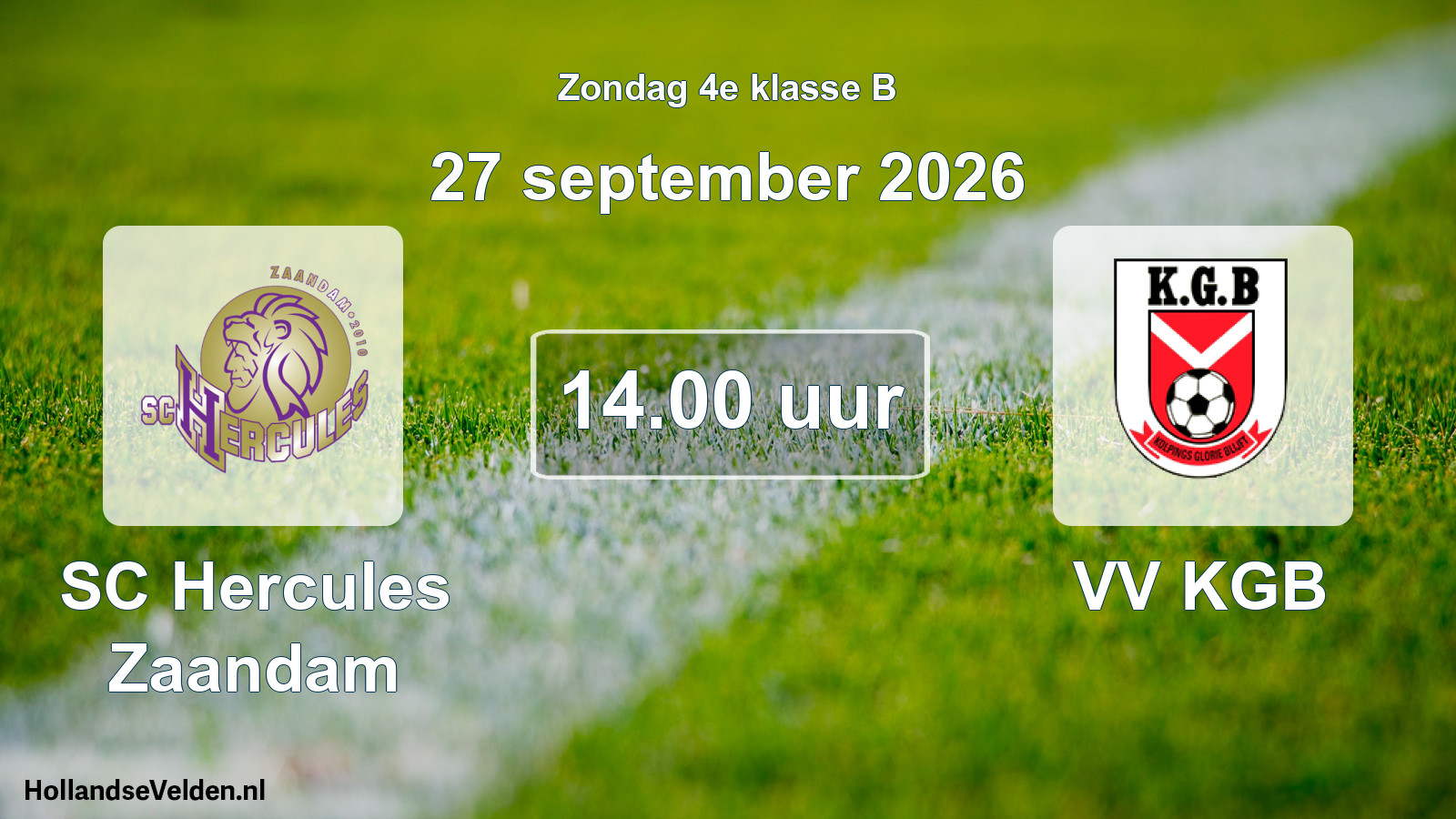 Geplande wedstrijd: SC Hercules Zaandam - VV KGB (27 september 2026)
