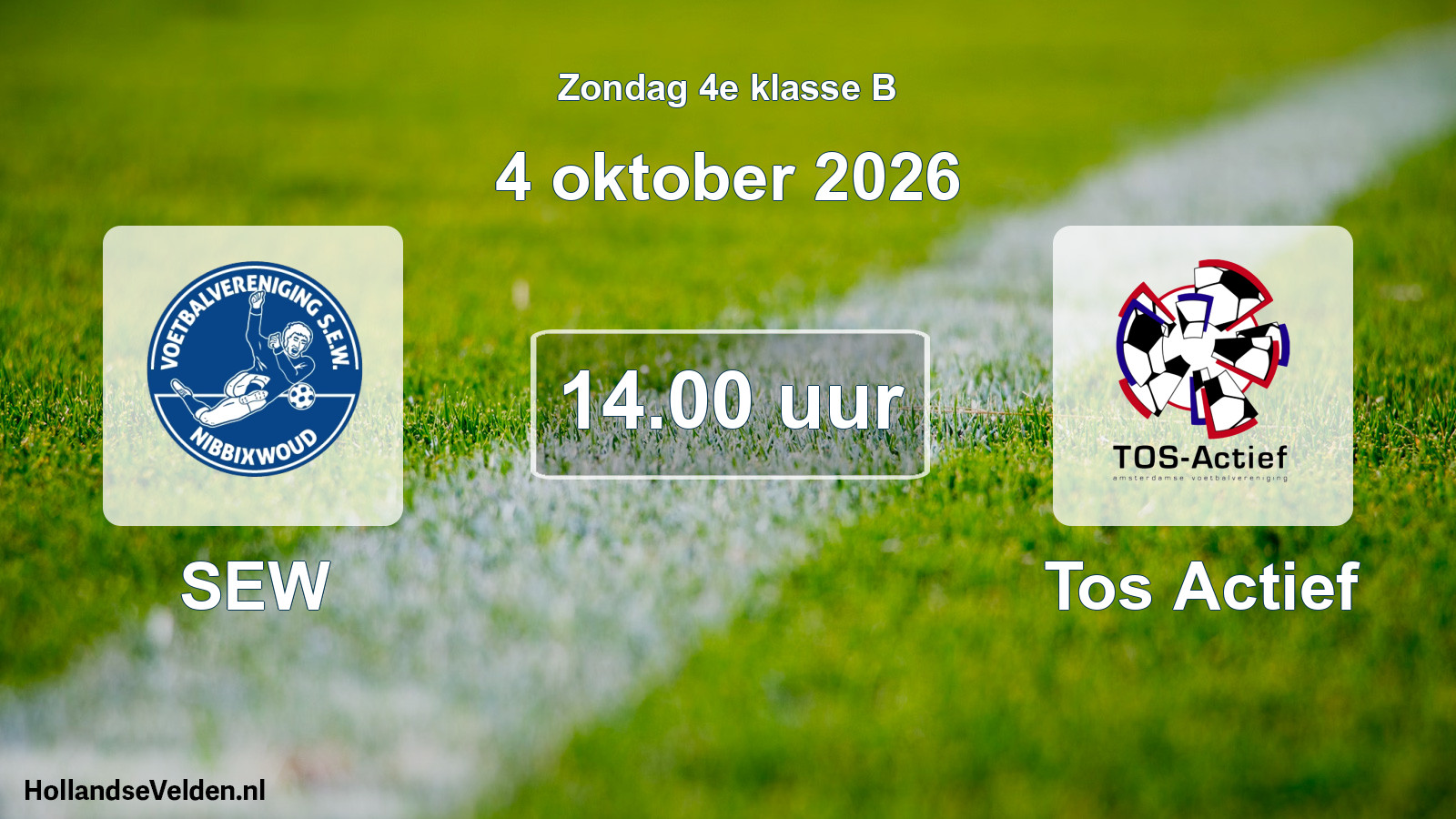 Scheduled Match: SEW - Tos Actief (4 October 2026)