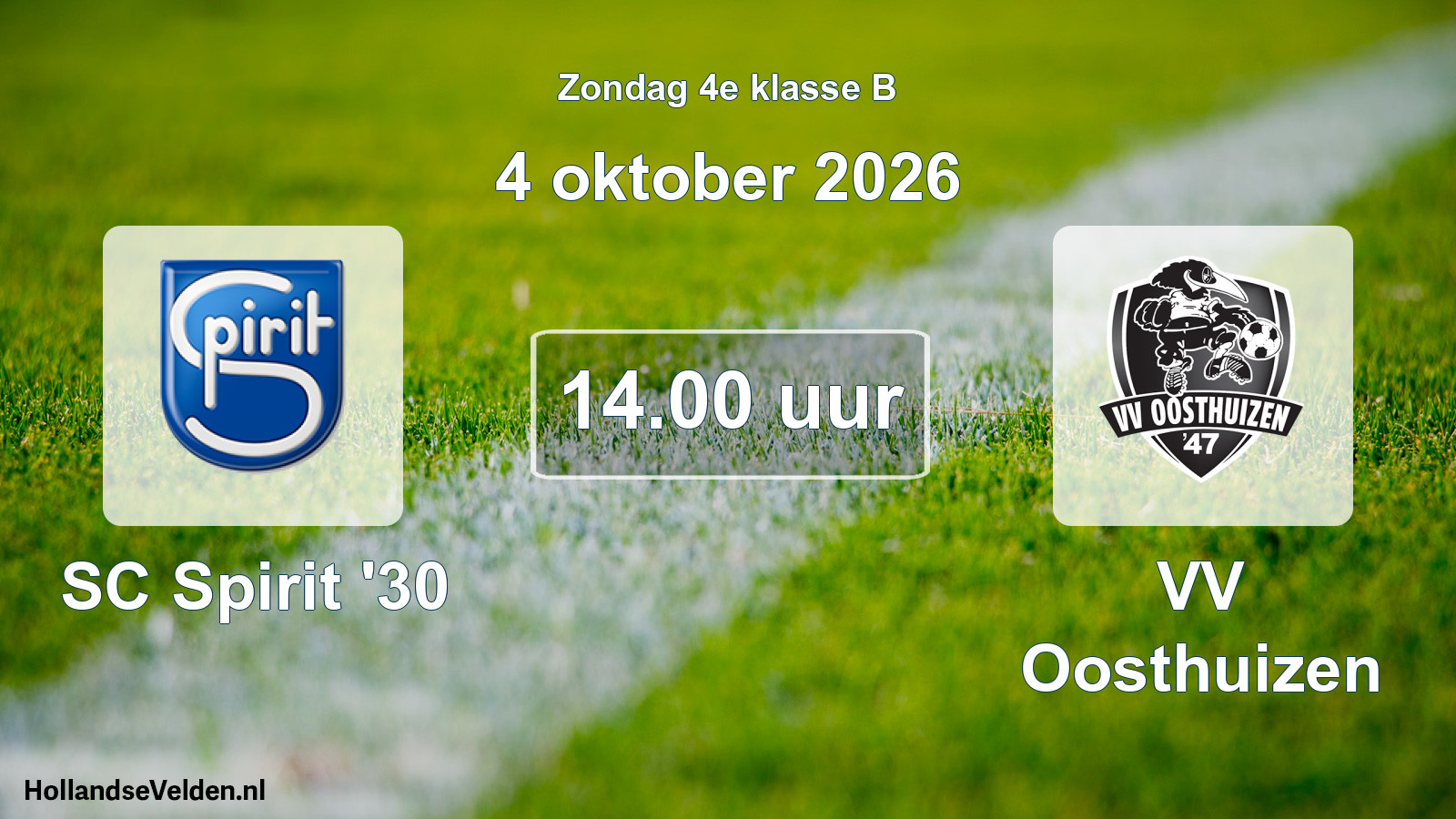 Geplande wedstrijd: SC Spirit '30 - VV Oosthuizen (4 oktober 2026)