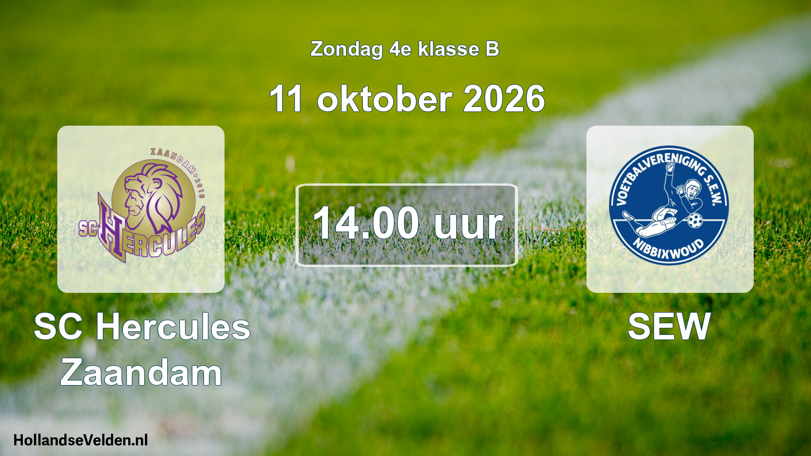 Geplande wedstrijd: SC Hercules Zaandam - SEW (11 oktober 2026)