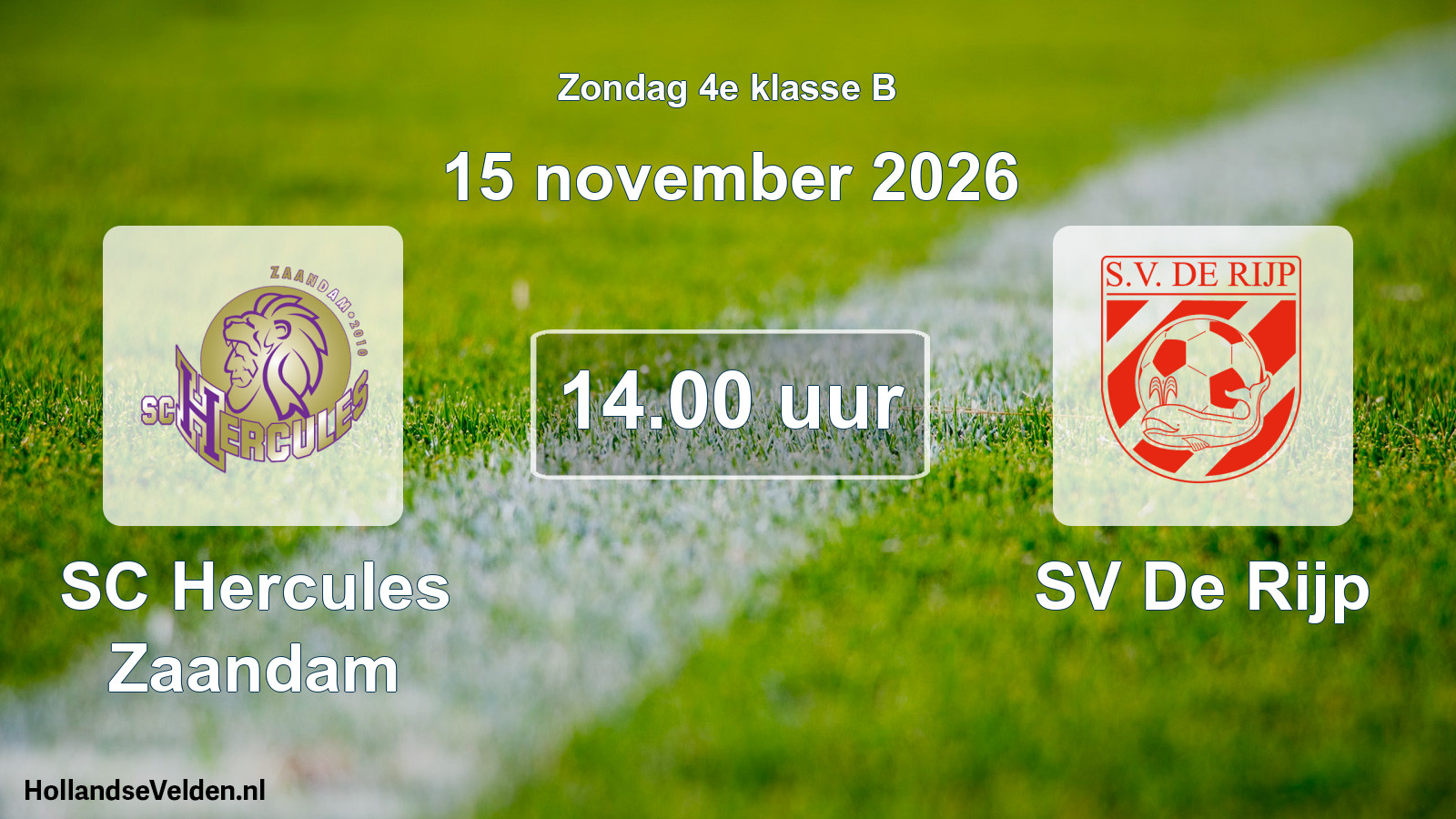 Geplande wedstrijd: SC Hercules Zaandam - SV De Rijp (15 november 2026)
