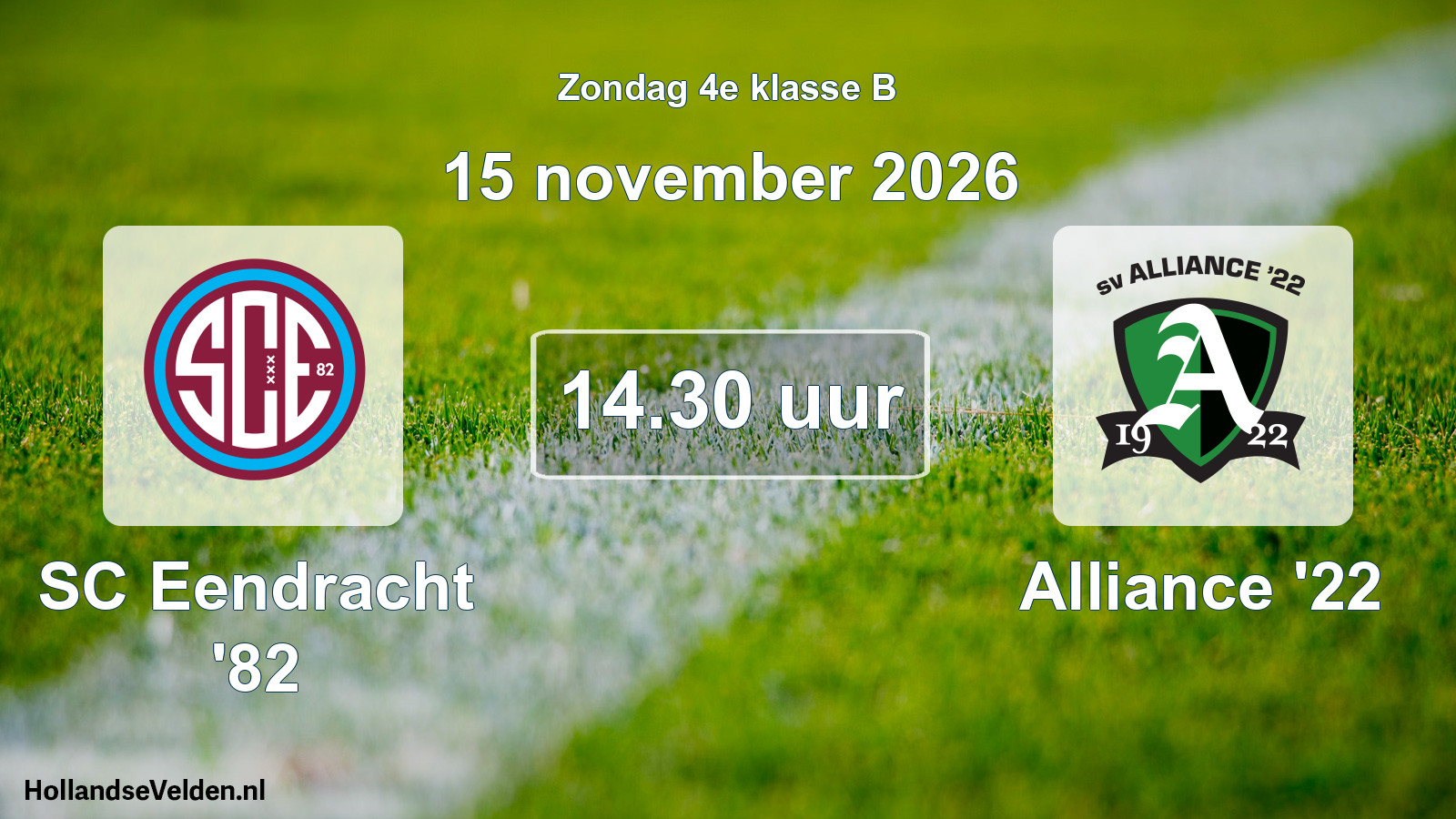 Geplande wedstrijd: SC Eendracht '82 - Alliance '22 (15 november 2026)