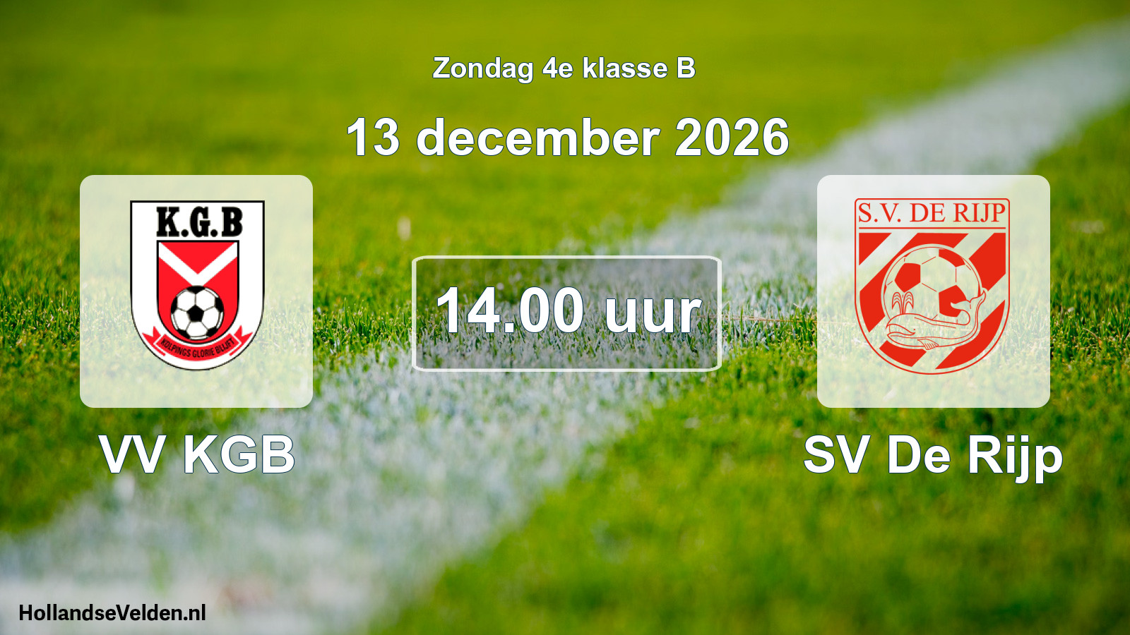 Geplande wedstrijd: VV KGB - SV De Rijp (13 december 2026)
