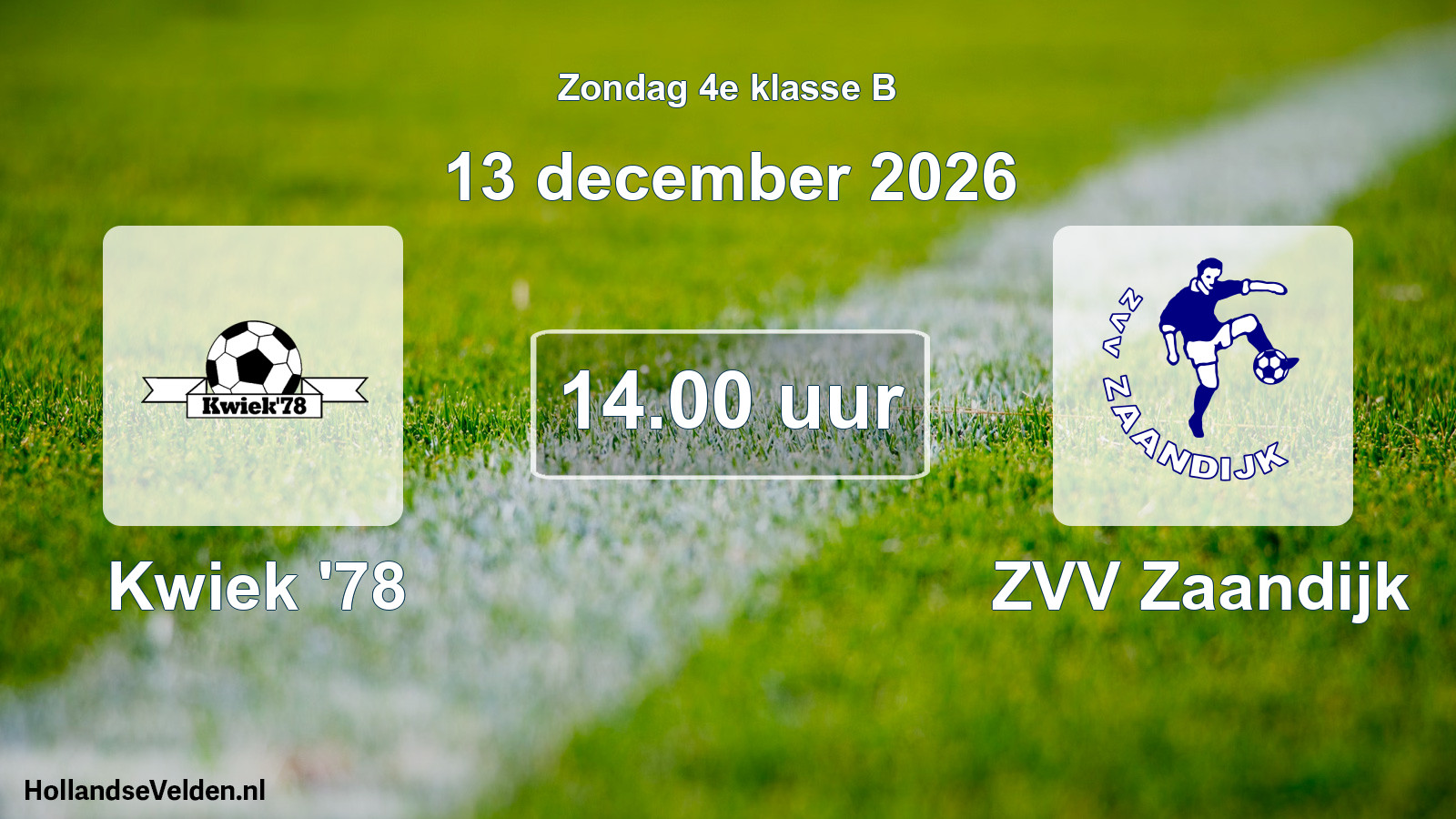 Geplande wedstrijd: Kwiek '78 - ZVV Zaandijk (13 december 2026)