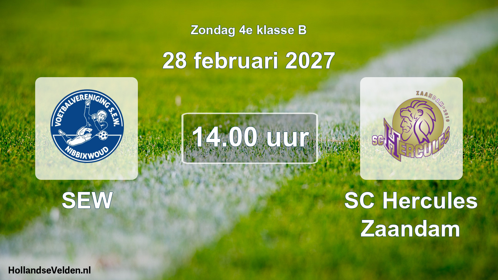 Geplande wedstrijd: SEW - SC Hercules Zaandam (28 februari 2027)